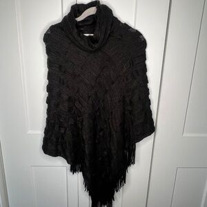 Big Buddha Textured Turtleneck Poncho